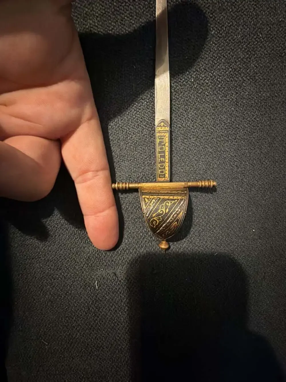 Vintage Spanish Toledo Damascene Letter Opener Sword uncommon